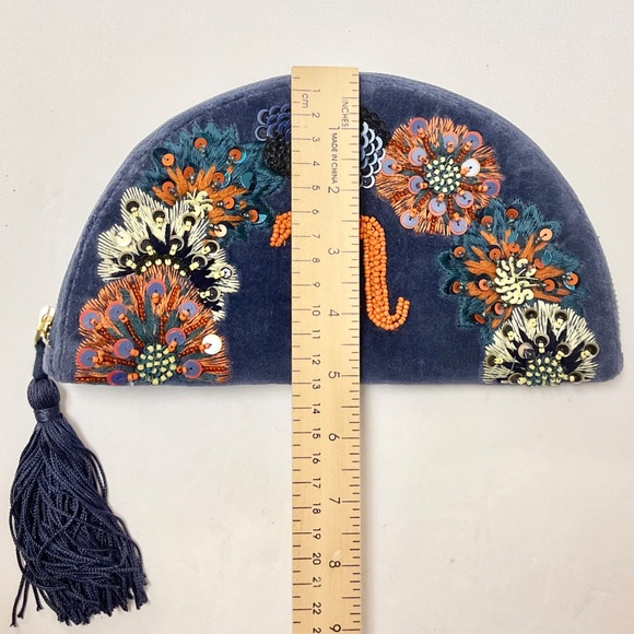 New Anthropologie Anna Harlow Russo Monogram Crescent Pouch Clutch Letter "M" - Picture 7 of 7